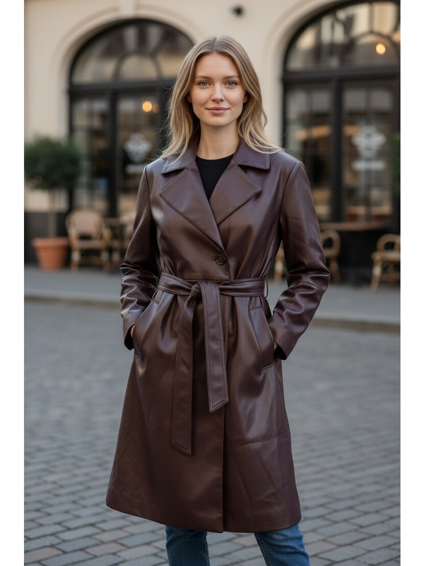 Banana Republic Bianca Vegan Leather Double Breast Trench Coat, Petite Small Nwt